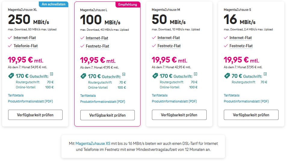 Telekom MagentaZuhause Angebote